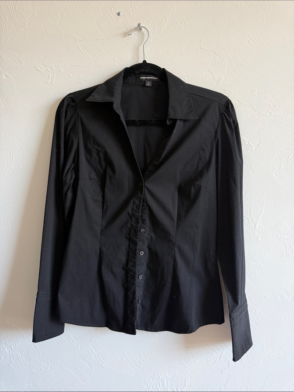 Express Black Button-Down Collared Shirt - Long Sleeve